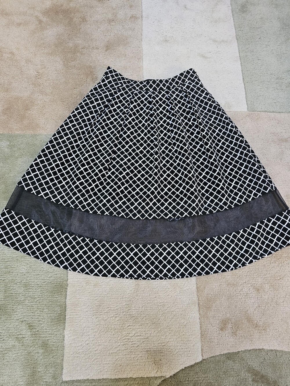 The Limited Black and White Lattice Skater Skirt